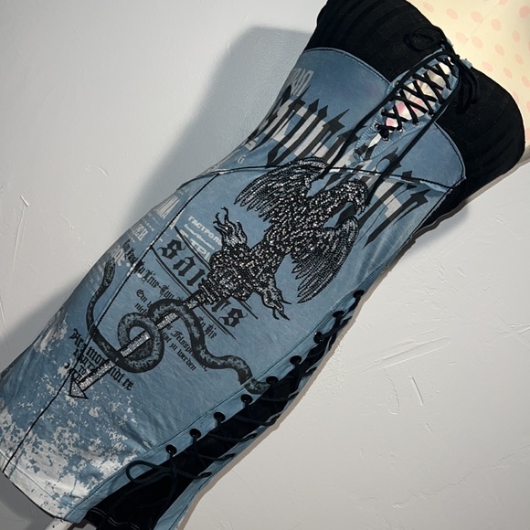 SALVAGE lace up blue tunic tupe top dress - Picture 5 of 8